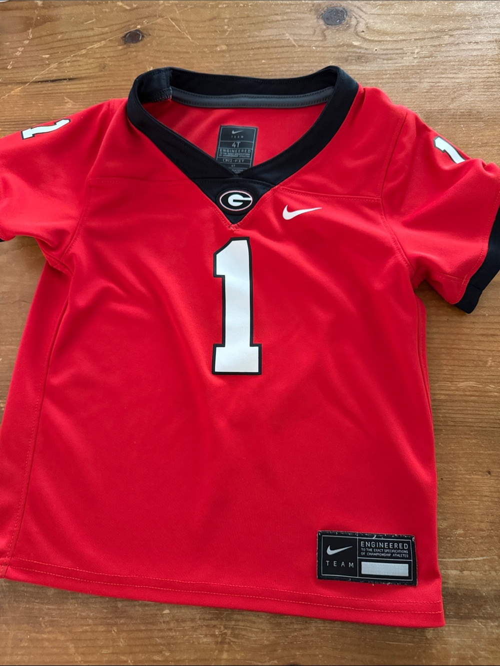 Nike Kids Red Football Jersey with Black Trim & White Number